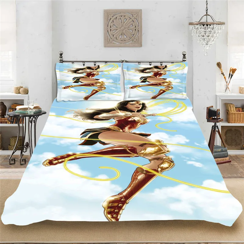 Чудо Женщина DC супергерой Девушка Зима мягкий комплект постельного белья
