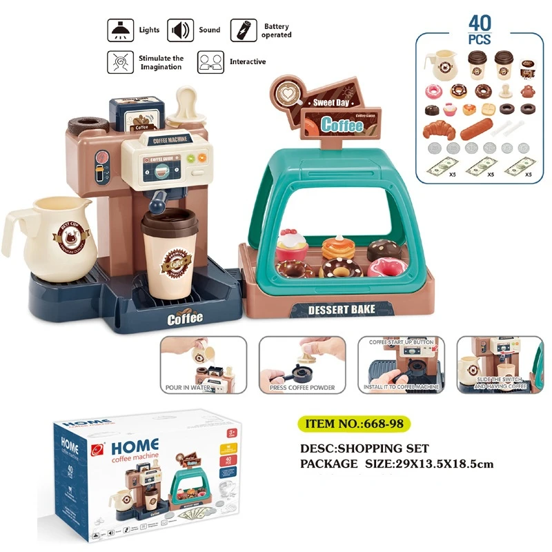 Ролевая игровая кофемашина 3 в 1 кассовый аппарат игра миниатюрная еда мороженое