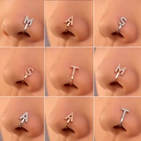 non perforated nose nail european and american copper inlaid zircon letter u shaped nose clip nose ring piercing jewelry
