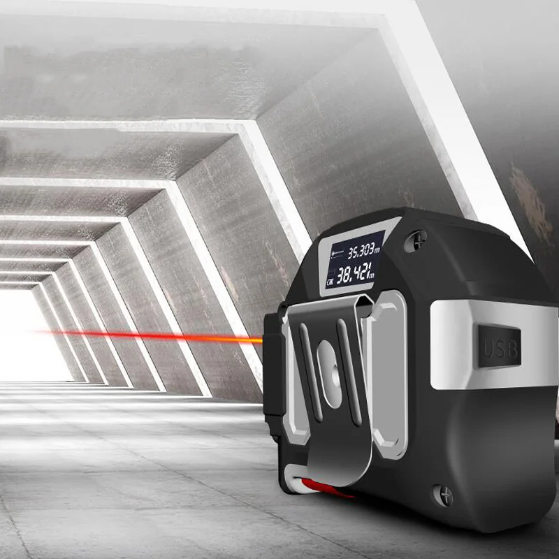 USB перезаряжаемая Лазерная лента измерительная электронная линейка лазерный