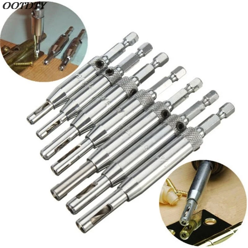 

4pcs/set Center Drill Bit Doors Self Centering Hinge Tapper Core Drill Bit Set Hole Puncher Woodworking Tools 5/64"-11/64"