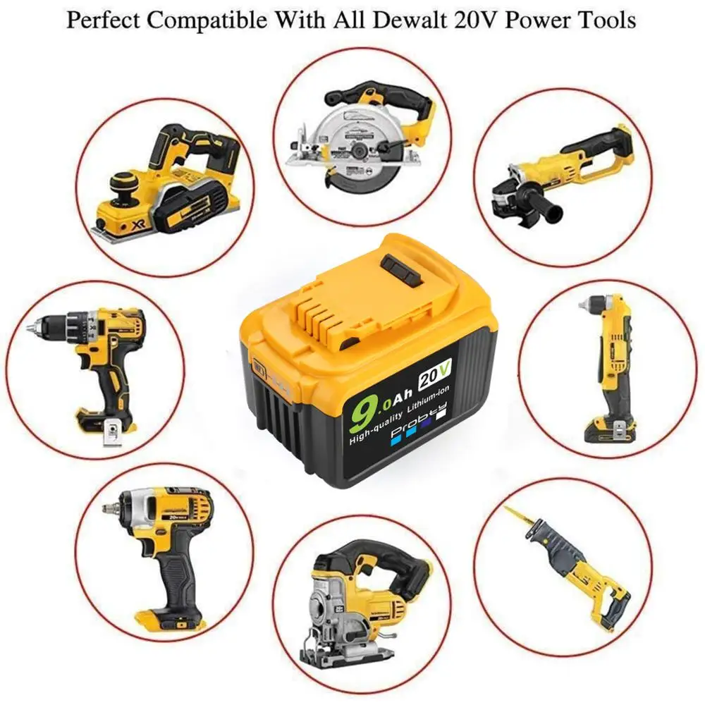 

Probty DCB200 20V 9.0Ah Replacement Battery for Dewalt DCB184 DCB180 DCB181 DCB182 DCB183 DCB185 20V XR Lithium-Ion Battery