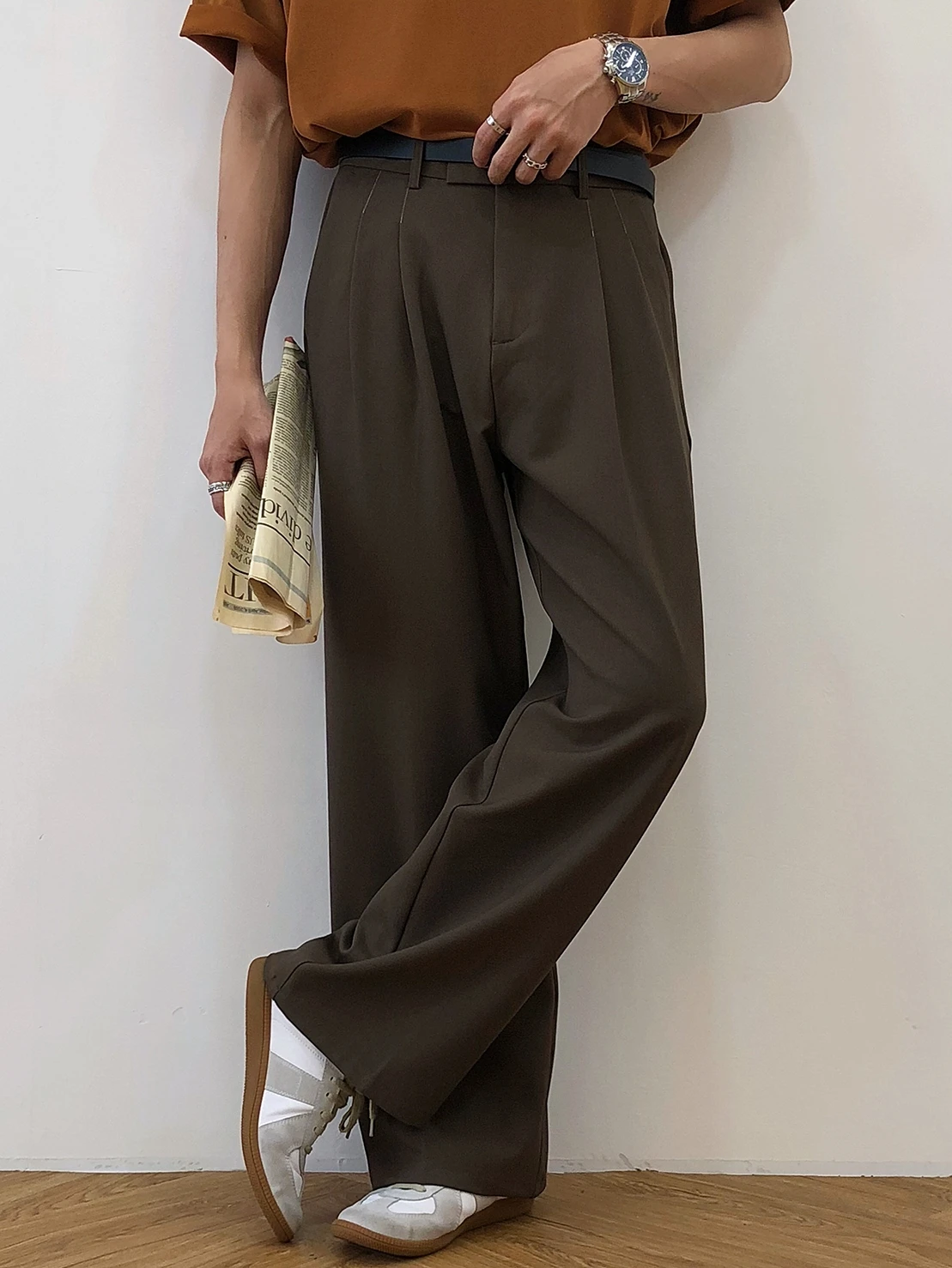 

DIMI Men's Wear Autumn New Casual Pants Men's Fashion All-match Straight Loose Wide Leg Pants Vintage Loose