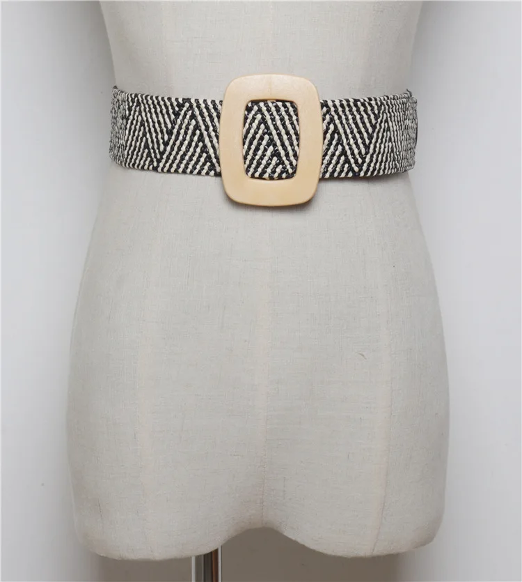 

Wax Rope Braiding women belt Round Buckle Skirt Belt Woman's Vintage Knitted Waist Belt Woven Female Elastic Braided Belt BZ137