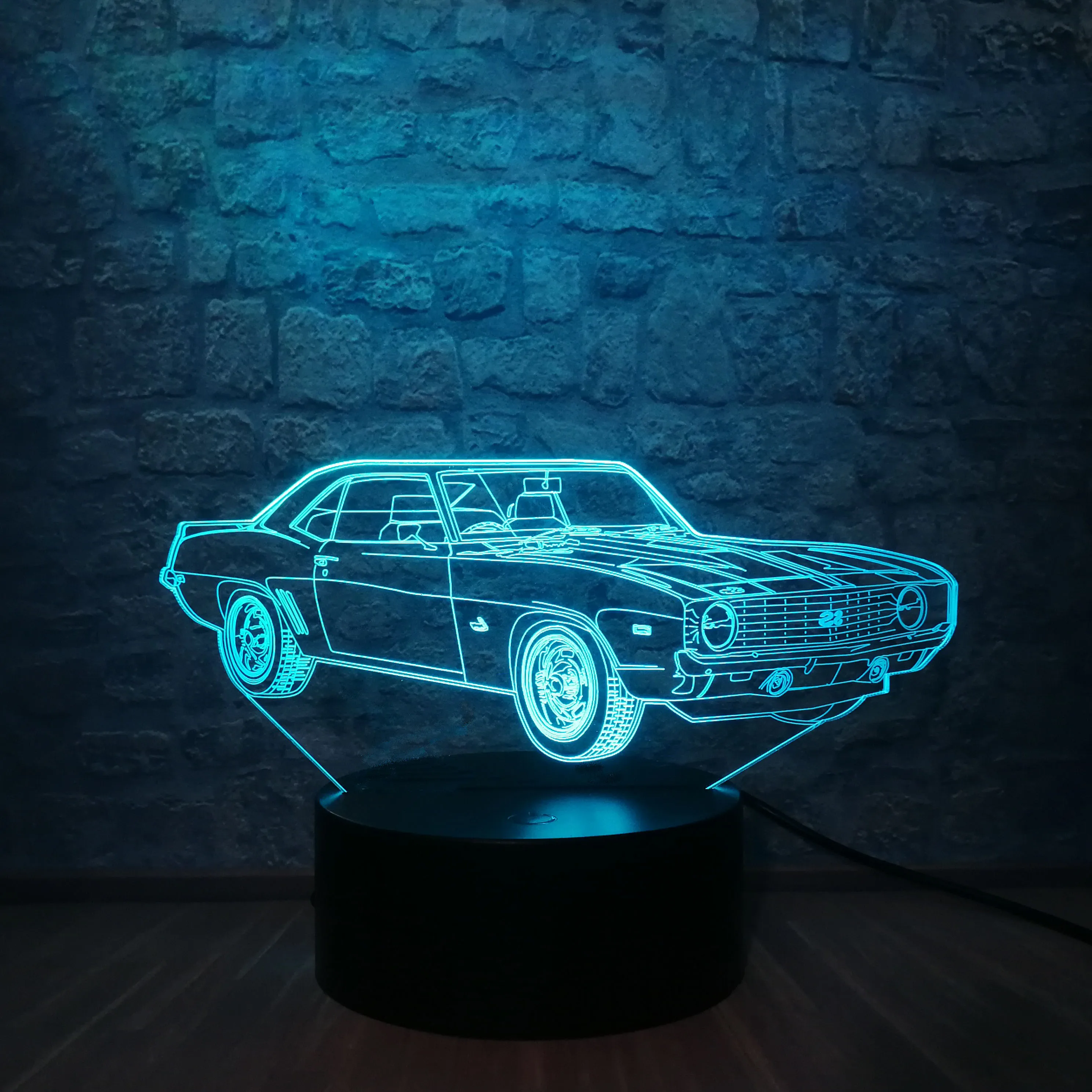 Автомобильный Современный 3D иллюзионный ночной Светильник USB LED Настольная лампа