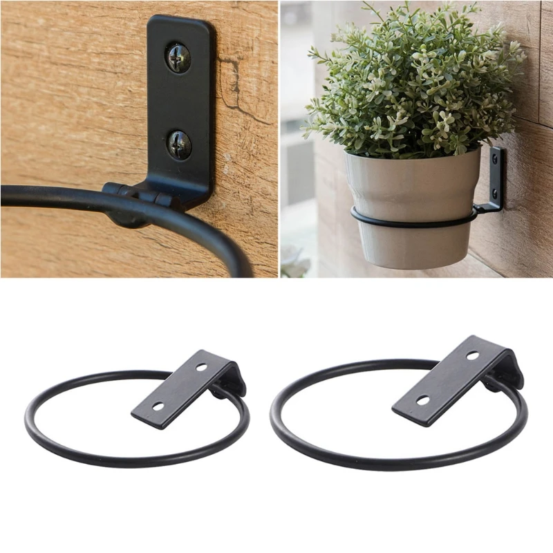 

3 Pack 4/6 Inch Plant Holder Ring Flower Pot Holder Ring Wall Mounted Wall Planter Hook for Herb Plant Collapsible Black