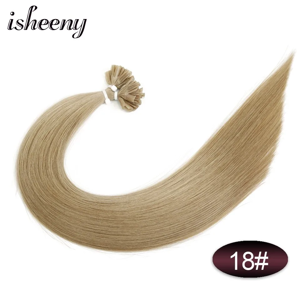 #18 Isheeny 1" 18" 2" 22" 2" Remy волосы для наращивания Кератин U Совет волос шелковистые прямые предварительно связывание человеческих волос Natural 50 шт - Цвет: #18