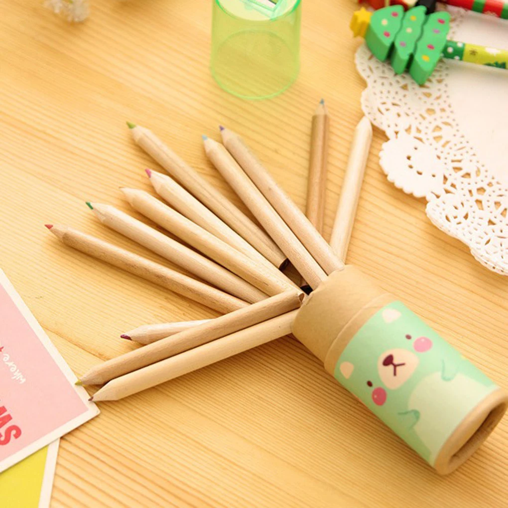 

ZHUTING 12 шт. многоцветный милый медведь печать мини размер точилка Крышка Цветные карандаши коробка набор, цвет случайный