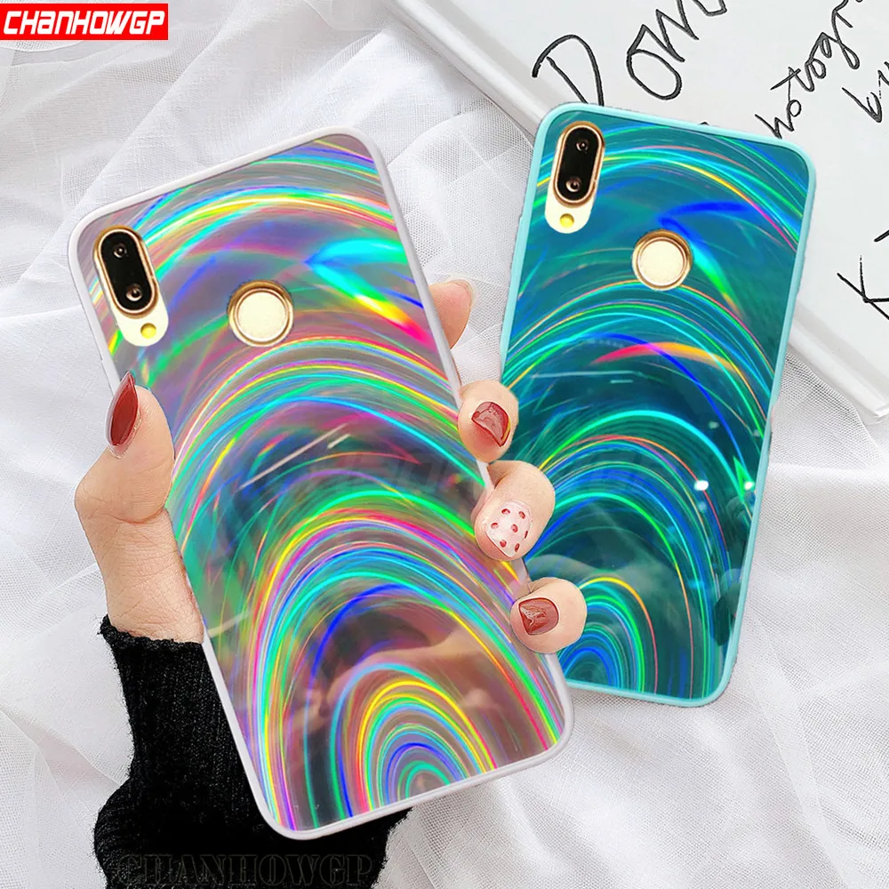 Модный Блестящий чехол для Huawei P Smart Plus 2019 P20 P30 Lite Pro мягкий из ТПУ Y5 Y6 Y7 Y9 Радужный