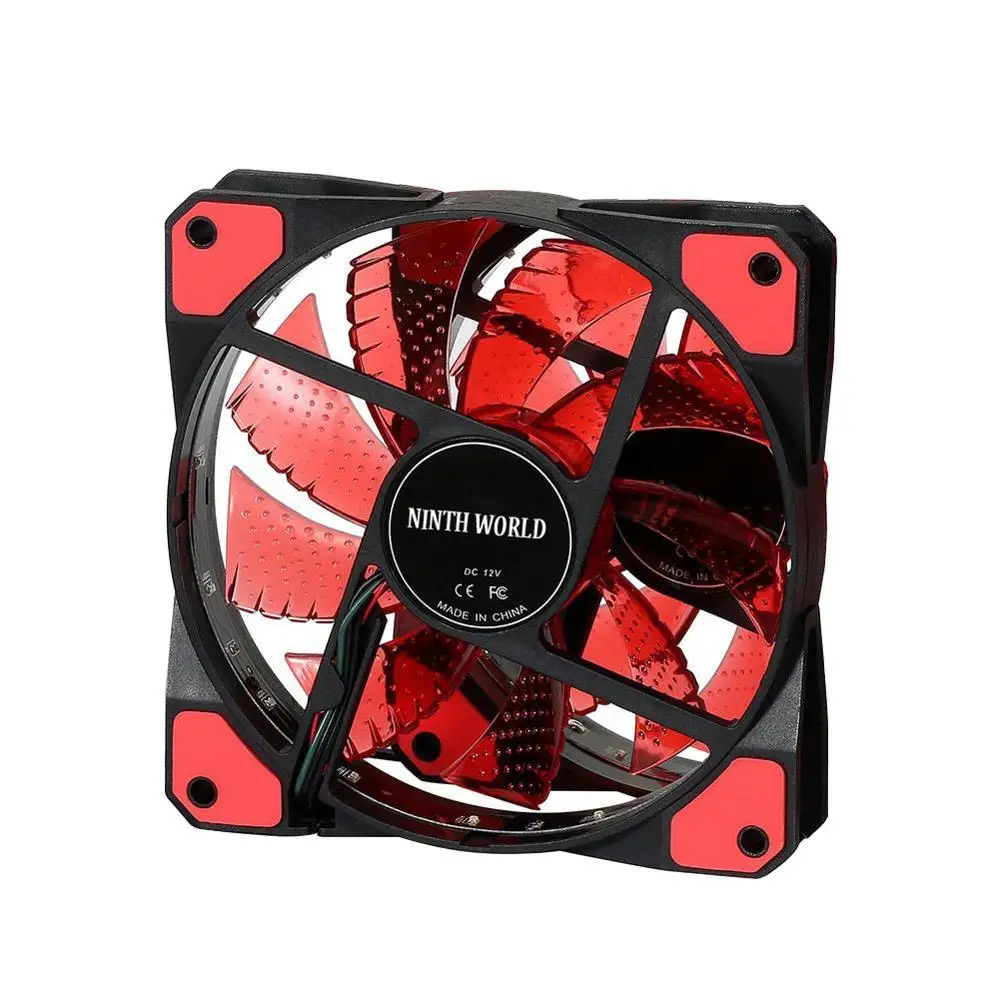 1 pcs Red fan 120 мм ПК компьютер 16 дБ Ультра тихий 15 светодиодов чехол вентилятор Радиатор охлаждения ж/Антивибрационная резина, 12 см вентилятор, 12В DC 3P IDE 4pin - Цвет лезвия: 1 pcs Red fan