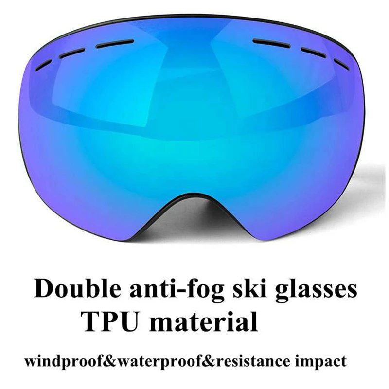 Мужские лыжные очки с двойным слоем незапотевающие для сноуборда защитой UV400