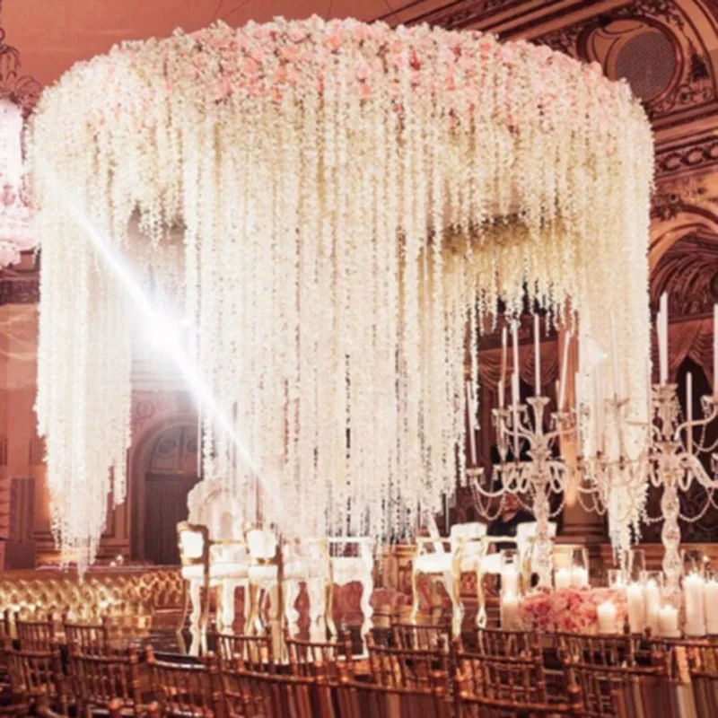 195 см дешевый искусственный цветок лоза шелк ротанга Вистерия Шелковый венок