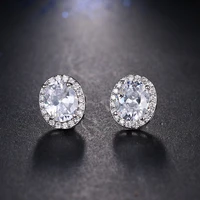luxurious and lovely round zircon stud earrings retro fashion womens stud earrings bridal wedding dinner party jewelry