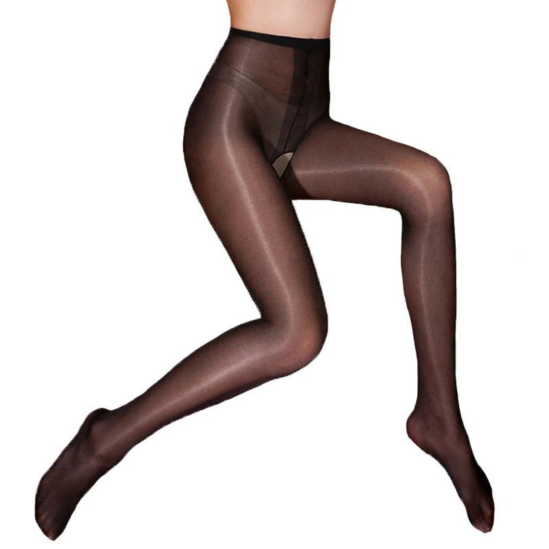 Женские блестящие колготки с высокой талией Fantaisie Collant Femme открытой промежностью