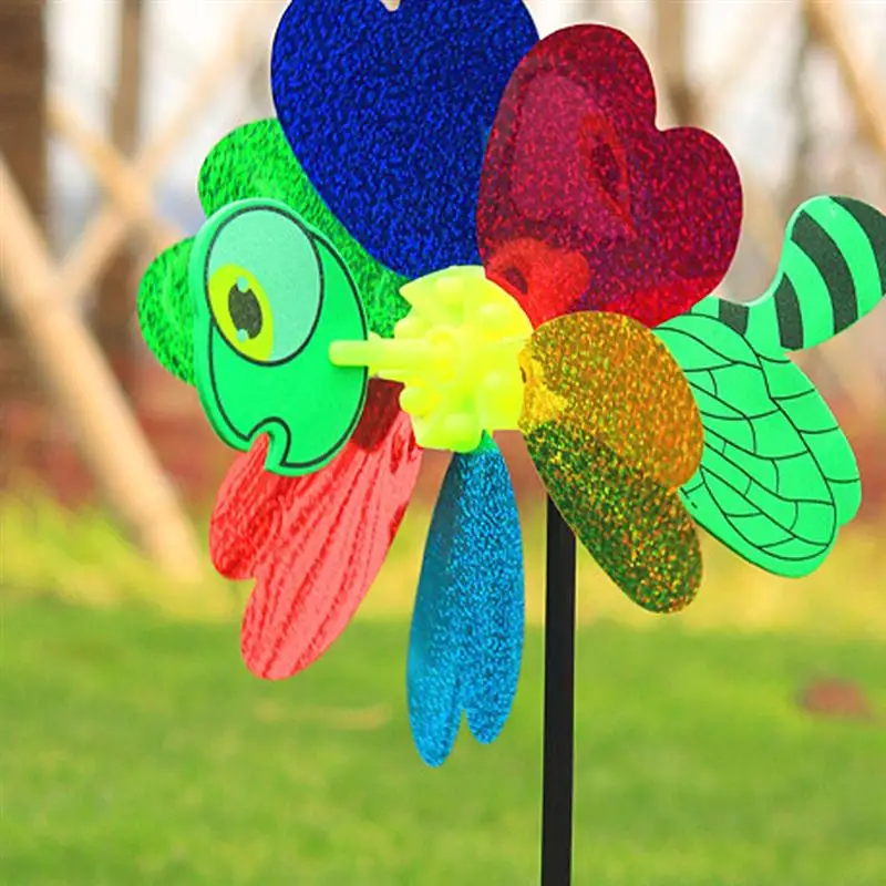 

5pcs Colorful Windmill Toy Wind Spinner Bees Windmill Yard Decorations
