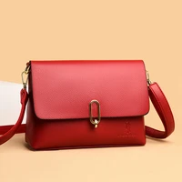 luxury designer pu leather crossbody bags for women casual handbag solid color messenger bag lady simple small flap shoulder bag