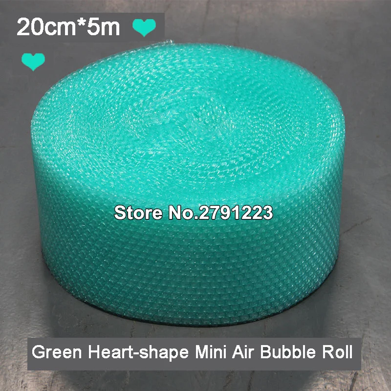 20 см x 5 м зеленый в форме сердца мини воздушный рулон пузырьков для вечевечерние и