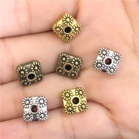 junkang 15pcs square flower pattern spacer beads connectors making diy handmade bracelet necklace jewelry accessories