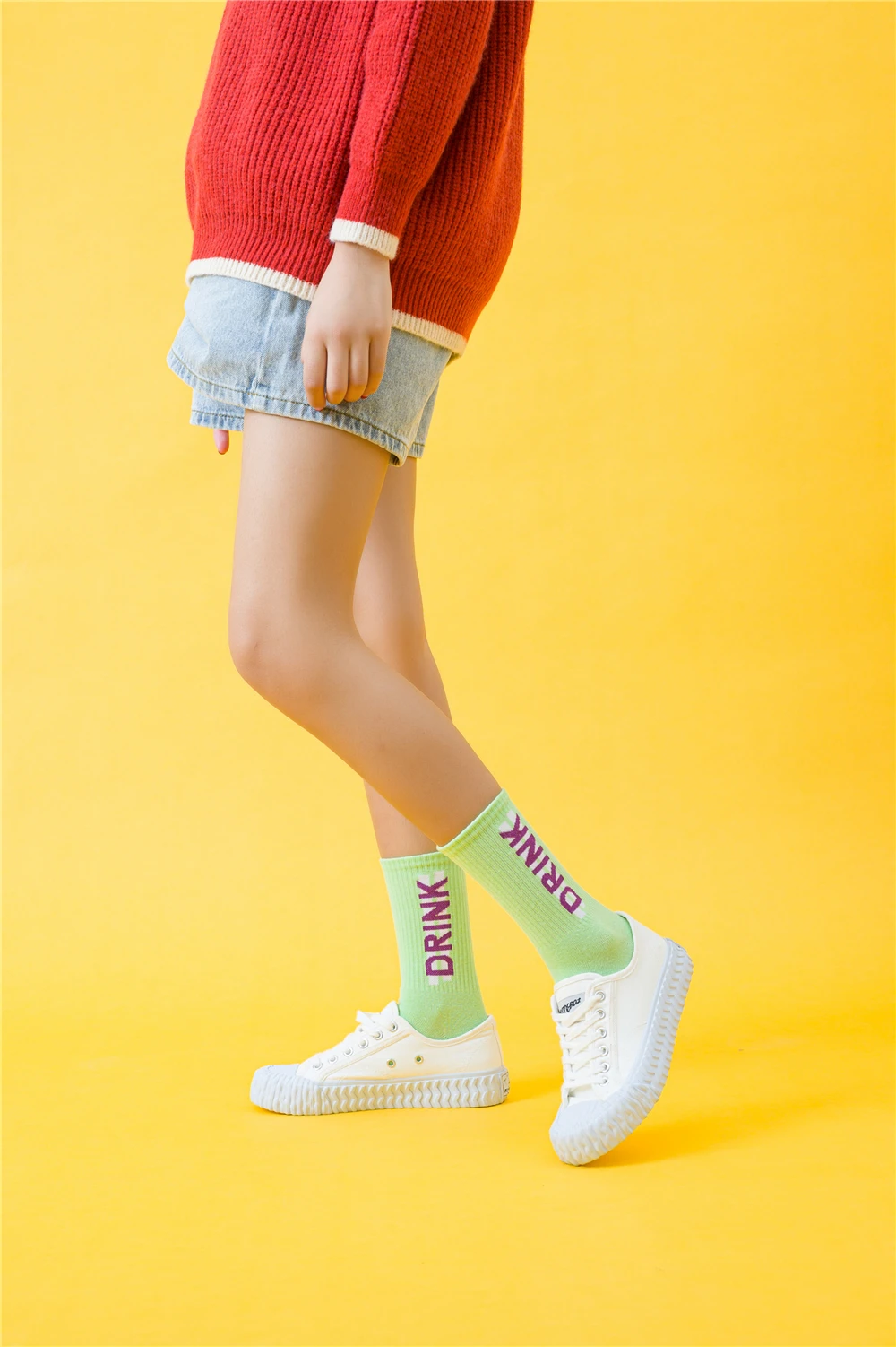 Women's Funny Words Loved Think Drink Sleep Play Lettered Striped Art Socks Couples Skateboard Hipster Street Dance Harajuku Sox