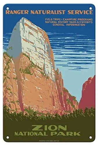 

Zion National Park - Great White Throne Mountain - Ranger Naturalist Service Metal Tin Sign
