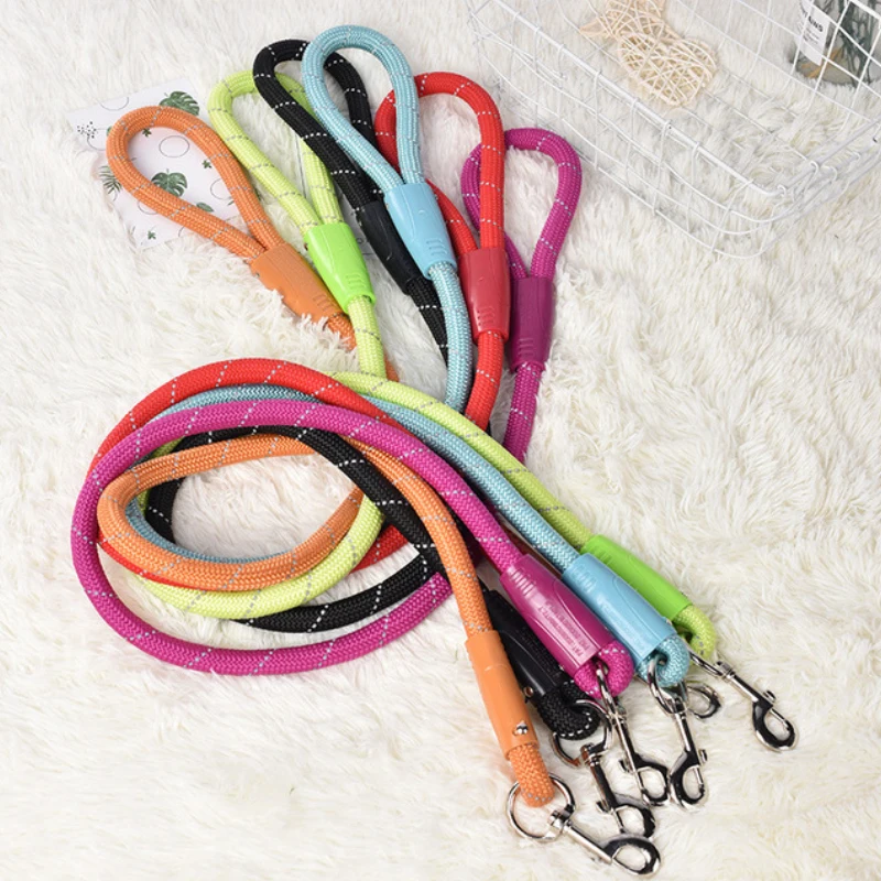 

1.2M Solid Pet Dog Leash In Harness and Collar Training Running Walking Nylon Dog Traction Rope for Small Medium Large Dogs