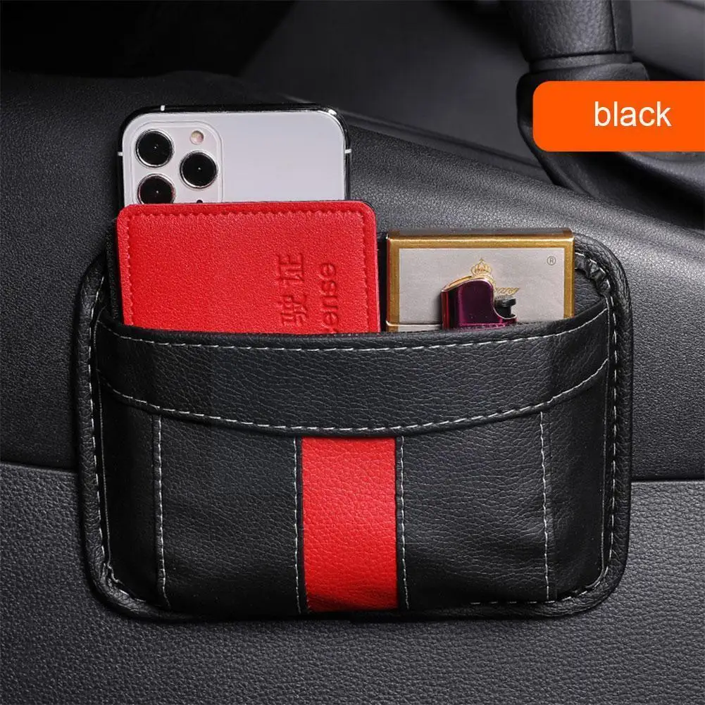 

Small Car Storage Pocket Seat Side/Back PU Organizer for Small Stuff Storage Box for Phone Key Card Glasses Auto Stowing Ti O2E7