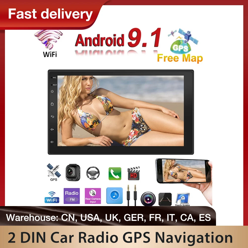 Автомобильный мультимедийный mp5-плеер 2 Din Android 9 1 с сенсорным экраном GPS Bluetooth |