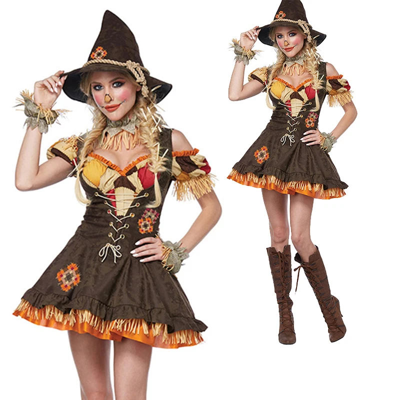 

Lady Carnival Halloween Wizard Country Costume Fairy Tale Scarecrow Stage Show Cosplay Fancy Party Dress