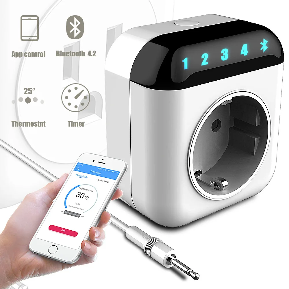 

Amazon Custom Smart Socket Thermostat WiFi Switch Mobile App Timing Remote Control Graffiti Temperature Control Socket