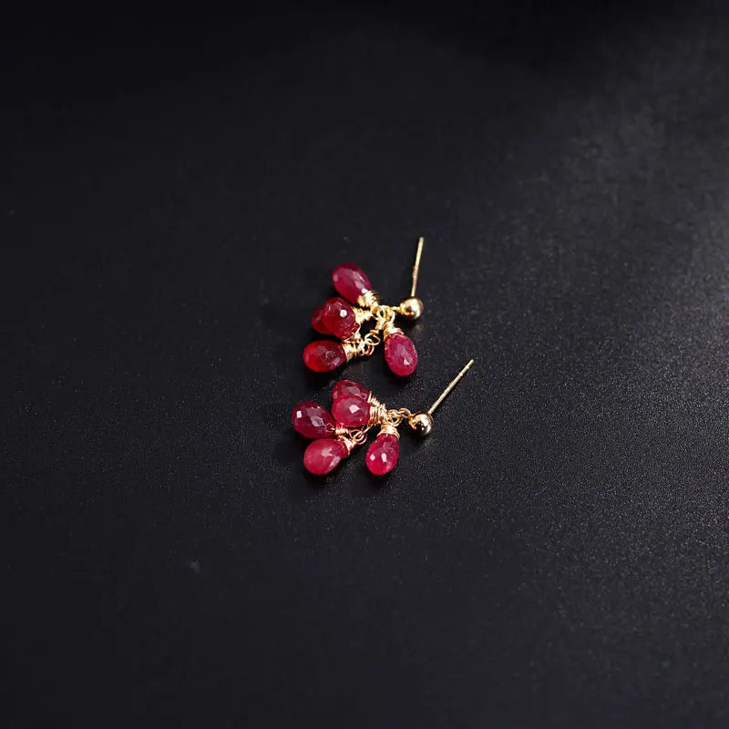 

DAIMI Ruby Earrings Female Simple Send Girlfriend Earrings 18K Gold Gold Genuine Gemstones Genuine Earrings Female