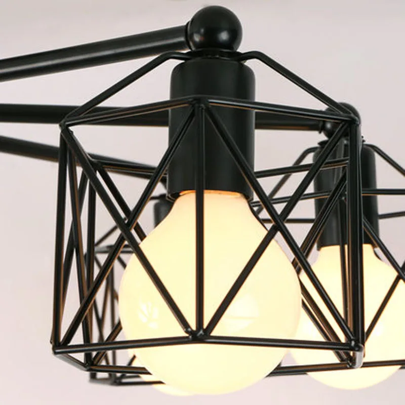 

Home Nordic black retro ceiling lamp chandelier American simple iron lamps study restaurant cafe lamps and lanterns