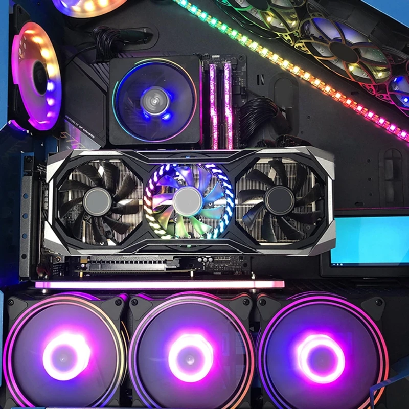 

Вертикальный Графический Кронштейн Держатель для карт для GPU, подставка/основание для-ATX, держатель шасси со светодиодной подсветкой 5 В, 3 ко...