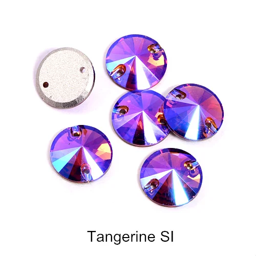 259SI-Tangerine SI 40pcs AAAAA Quality 12mm Round Rivoli Glass Sew On Rhinestones Flatback Crystal Sewing Strass for DIY Wedding Dress B1248 - Цвет: 259SI-Tangerine SI