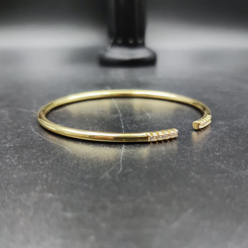 

S925 Sterling Silver Bracelet For Women Classic Simple C-Shaped Opening Inlaid Zircon Bracelet Female Simple Jewelry Wild