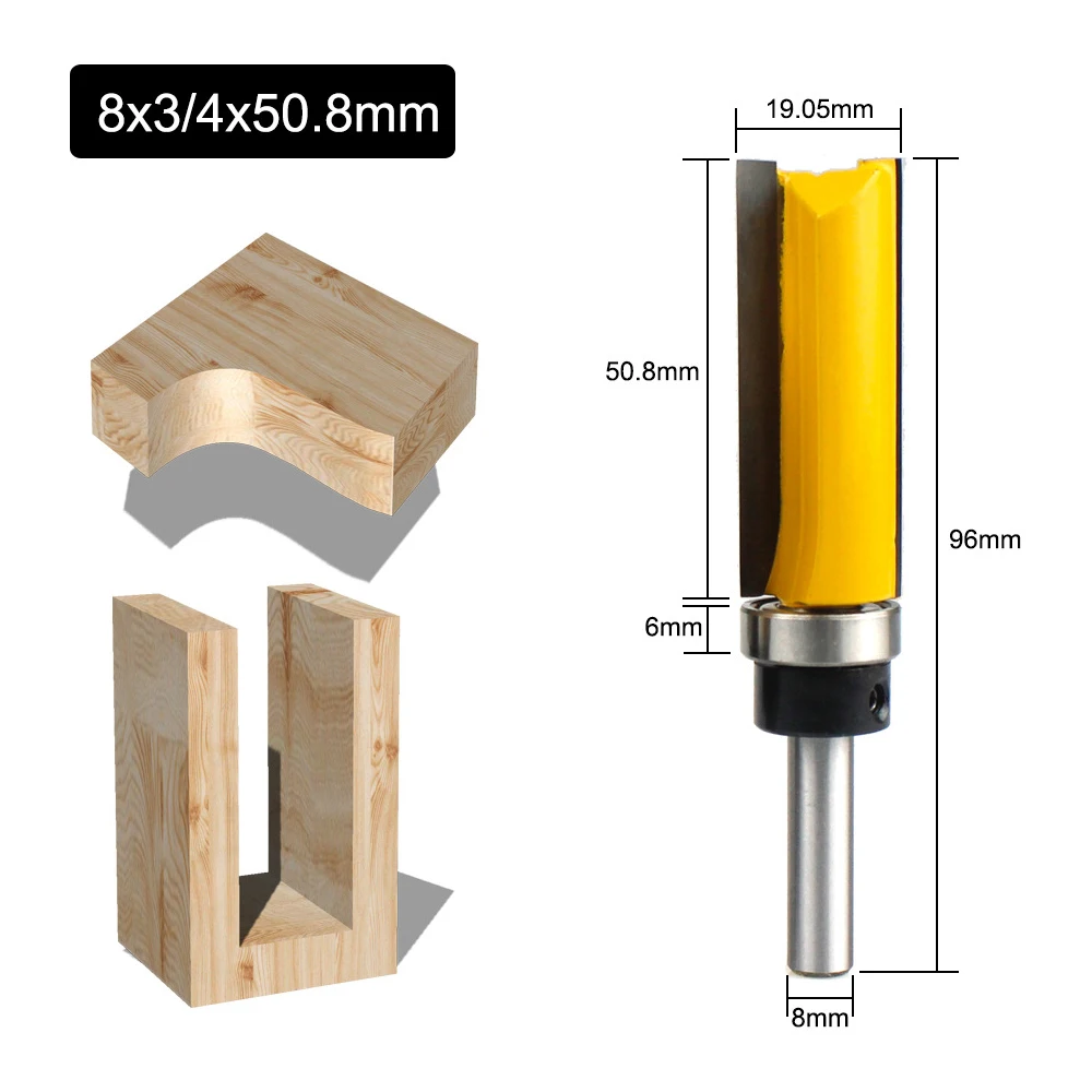 1 шт. 8 мм хвостовик флеш-Трим фреза рисунок бит верхний нижний подшипник 5/8 дюйма
