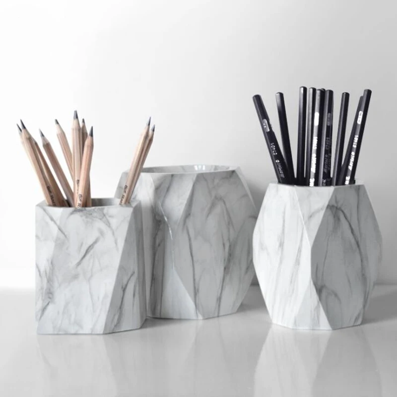 

Pen Holder Creative Desktop Storage Tube Multi-Function Storage Box Resin Pen Holder Home Decoration Products