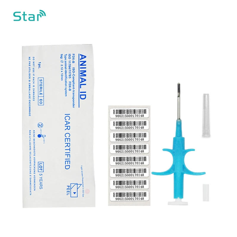 (100pcs ) ISO FDX-B Cat Dog Microchip Animal Syringe ID Implant Pet Chip Needle Vet RFID Injector PET Tag For Aquaculture Fish |