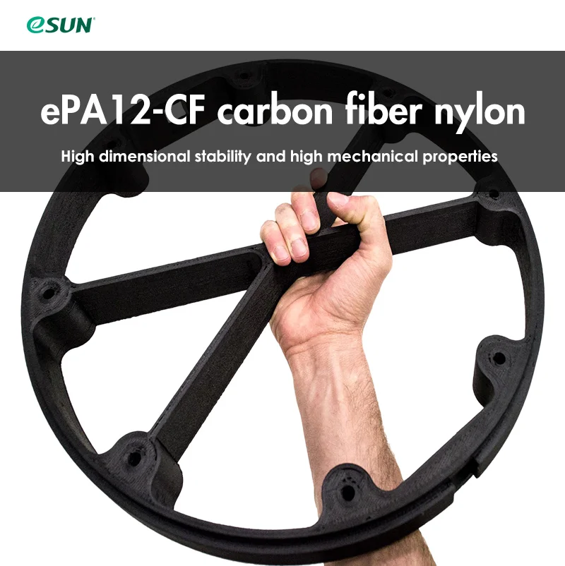 esun nylon 12 carbon fiber epa 12cf filament 1 75mm 3d printer filament 1kg 2 2lbs 3d printing filament for 3d printer free global shipping