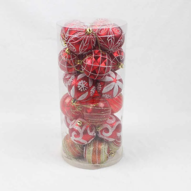 3 1 barrel 24pcs 6cm Painted ball Christmas decoration Painted christmas ball Room living room Christmas tree decor - Цвет: 3