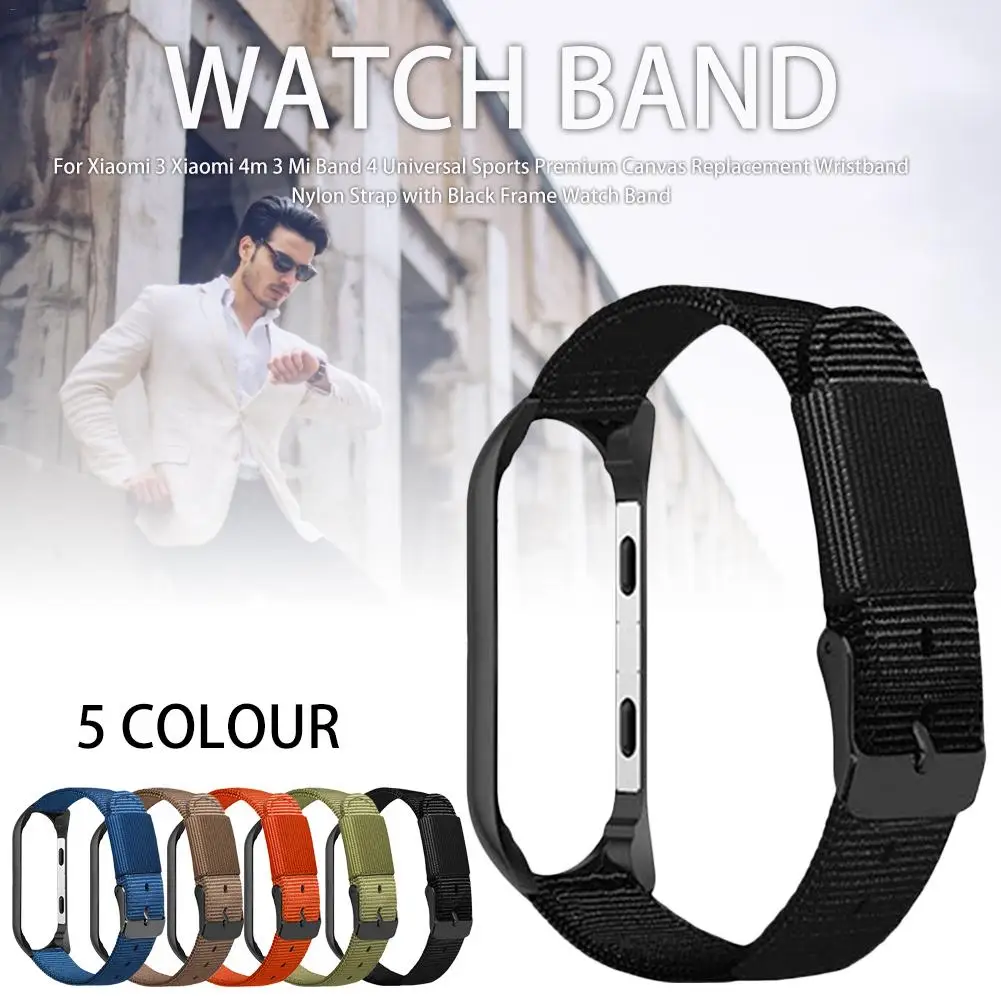 New Premium Canvas Replacement Wristband With Black Frame Watch Band For MiBand 4 Mi 3 Xiaomi 4/3 Smart Bracelet | Электроника