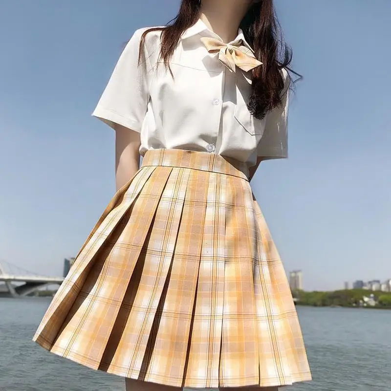 Милая японская форма JK юбка из двух частей в складку хипстерская Студенческая