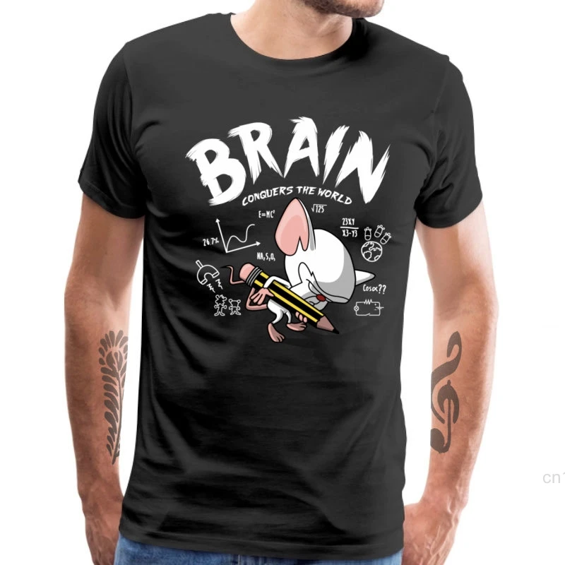 

Geek Rat Tees Men Tshirt Brain Conquers The World Funny Math T Shirts O Neck 100% Cotton Mens Tops Short Sleeve Summer Clothes
