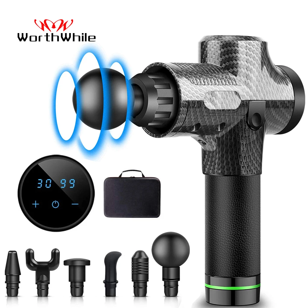 

WorthWhile Massage Gun LCD Display Fascia Gun Deep Muscle Massager Gym Fitness Body Exercising Relaxation Pain Relief Equipment