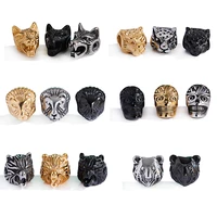 3pcs stainless steel animal wolf viking warrior helmet beads charms for beaded bracelet accessories diy jewelry making