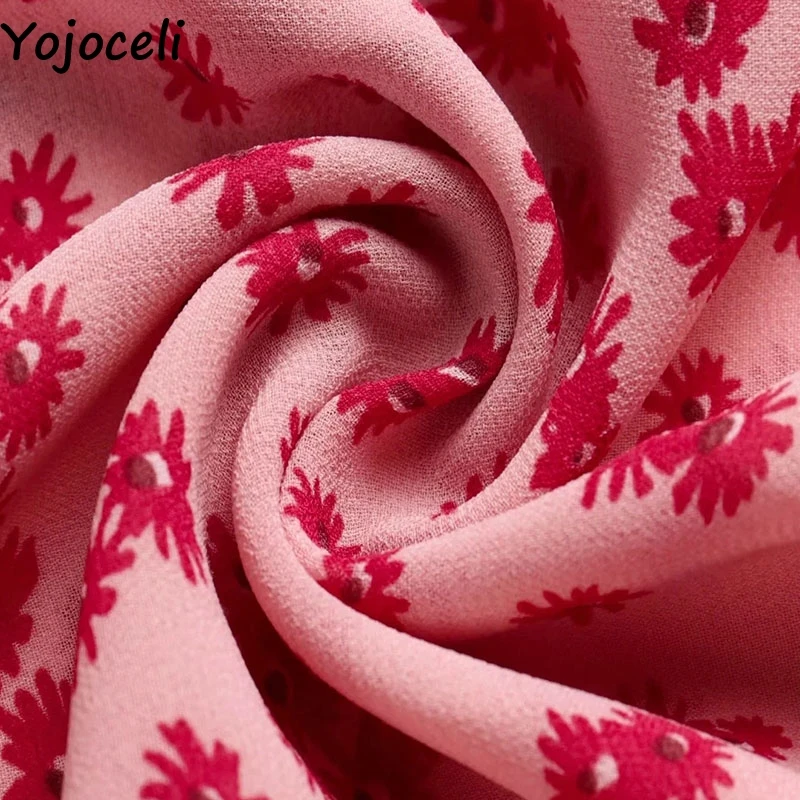 

Yojoceli Sexy print sweet chiffon split dress Strap beach casual mid dress Cool elegant sleeveless sundress vestidos