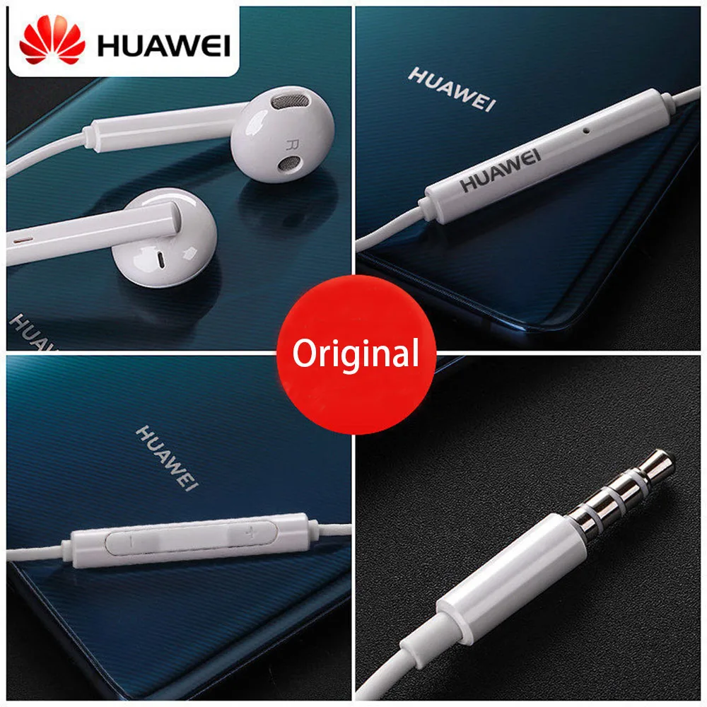 Оригинальные наушники Huawei AM 115 проводные с регулировкой громкости и разъемом 3 5