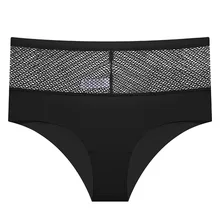 The New 2021 Hollow-out Nets Underwear Sexy Female Ice Silk Underwear Low Waist High Ball Non-trace Briefs and Mast Yards (1)