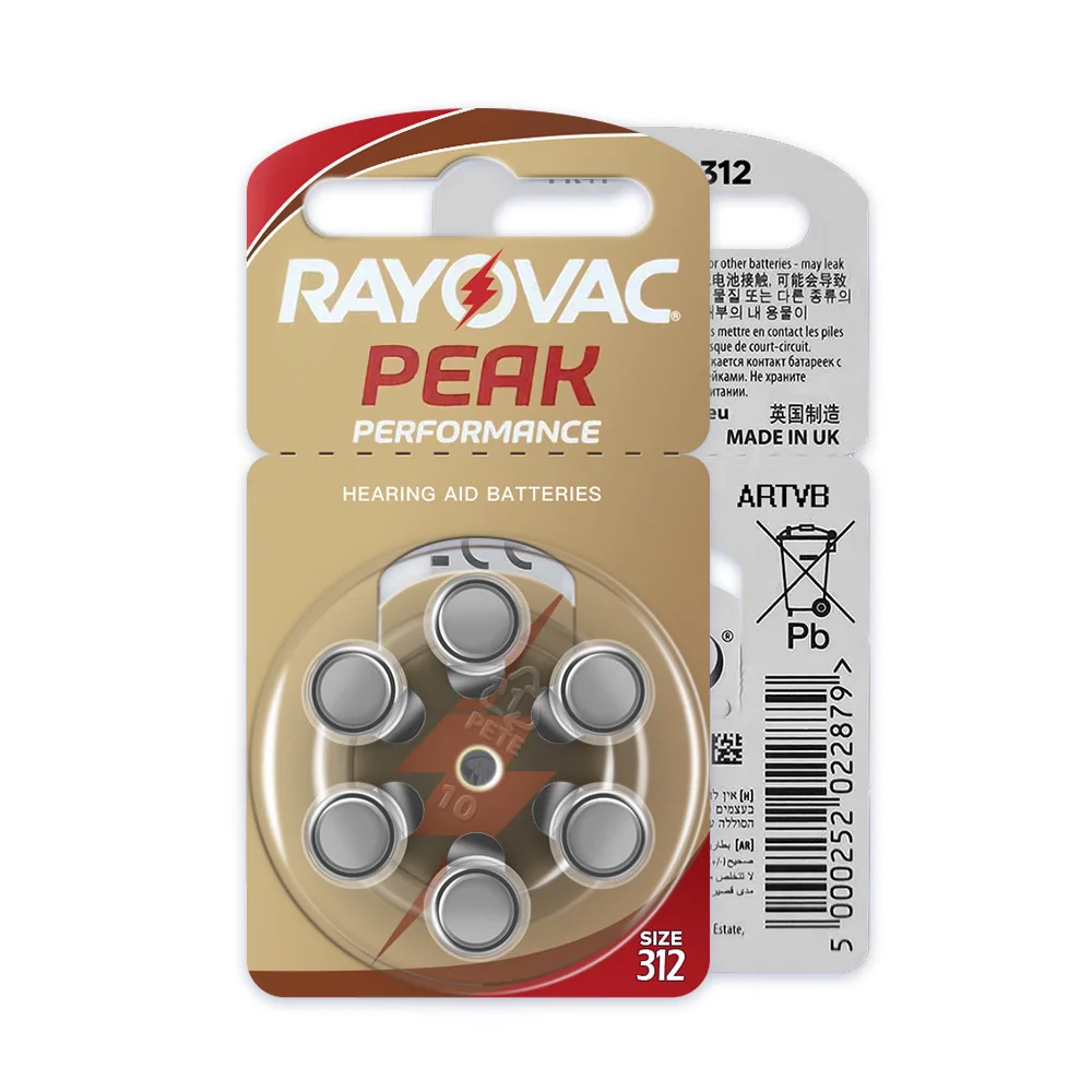 Батареи для слухового аппарата Laifa Rayovac A312 312A ZA312 312 PR41 60 шт. цинковый воздух