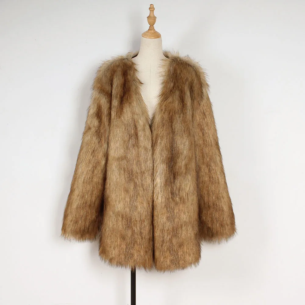 Fashion Imitation Fur Loose Casual Coat Autumn and Winter Pop Coat