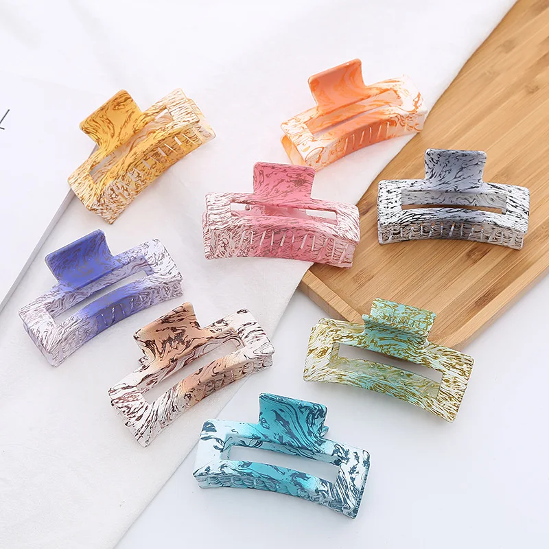 

Women Girls Hair Claws Crab Ink Color Hair Clips Rectangle Acrylic Geometric Hairpins Girl Decoration Gift Hair Accessories